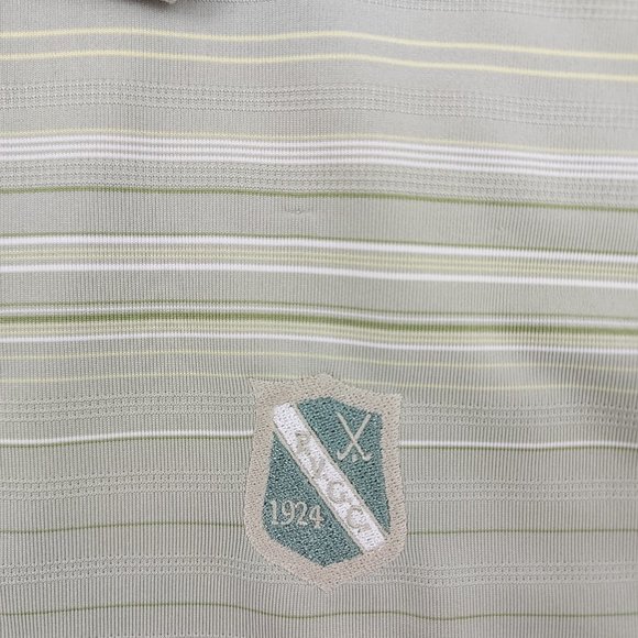 Straight Down Golf Polo Shirt 1/4 Button Striped Slits Green Mens Size XL - Picture 8 of 10